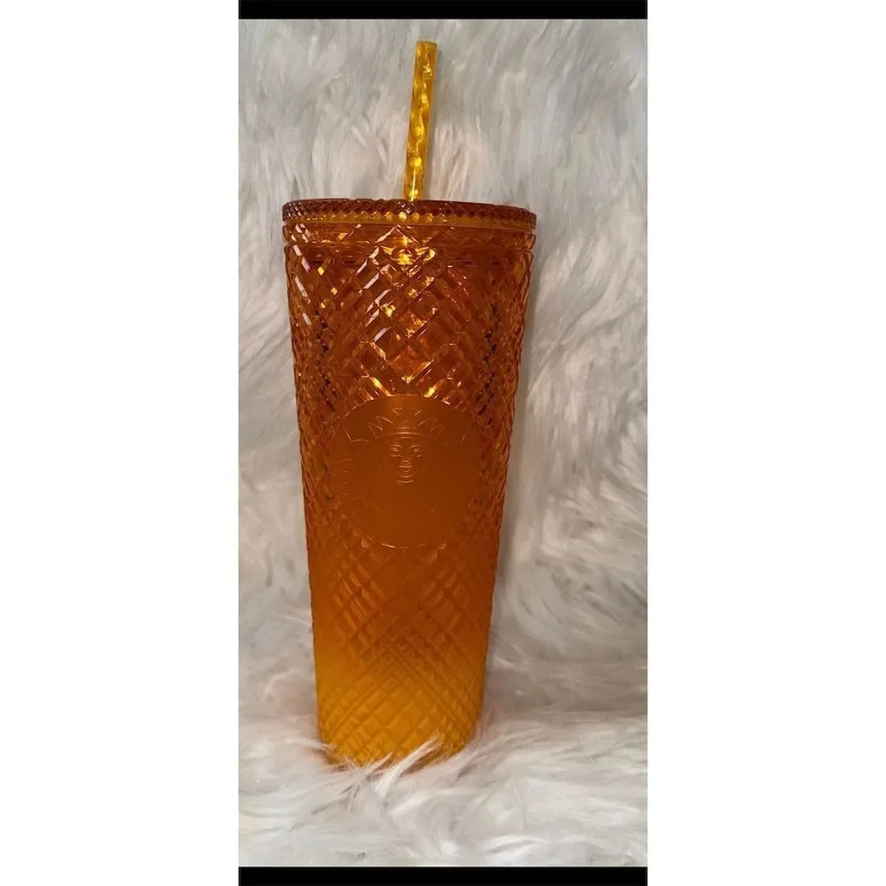 Starbucks Orange‎ Mango Jeweled Grid Gradient Venti Tumbler 24oz